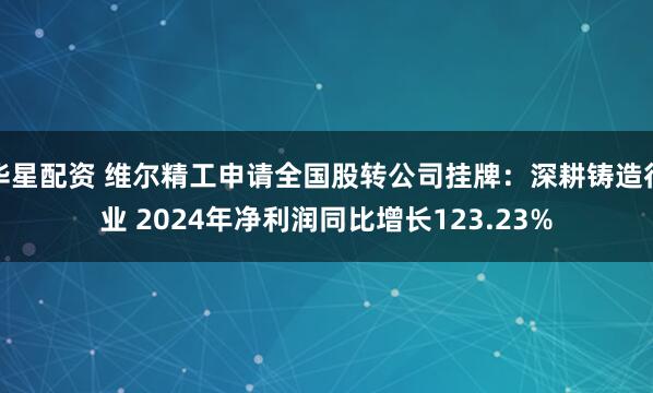 华星配资 维尔精工申请全国股转公司挂牌：深耕铸造行业 2024年净利润同比增长123.23%