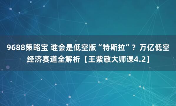 9688策略宝 谁会是低空版“特斯拉”？万亿低空经济赛道全解析【王紫敬大师课4.2】